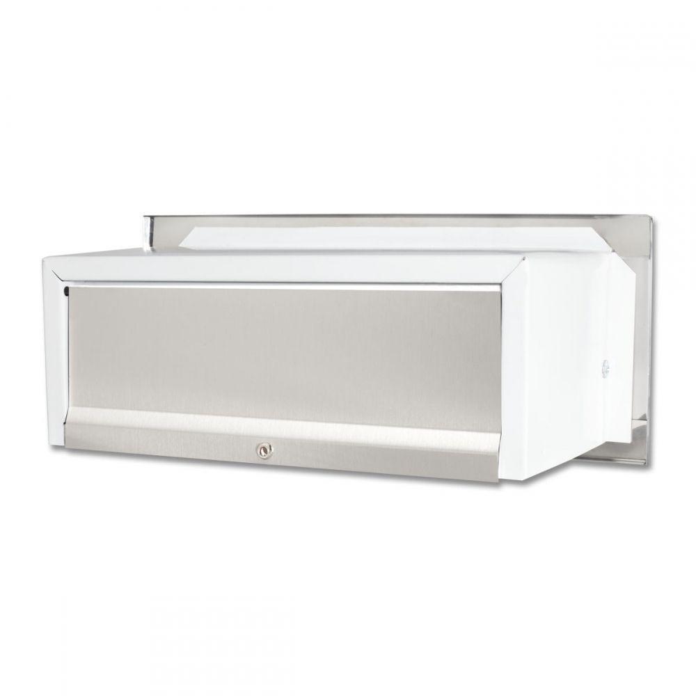 Caixa De Correio Carta E Revista Frente Em Inox Escovado Com Tarja Preta - 2