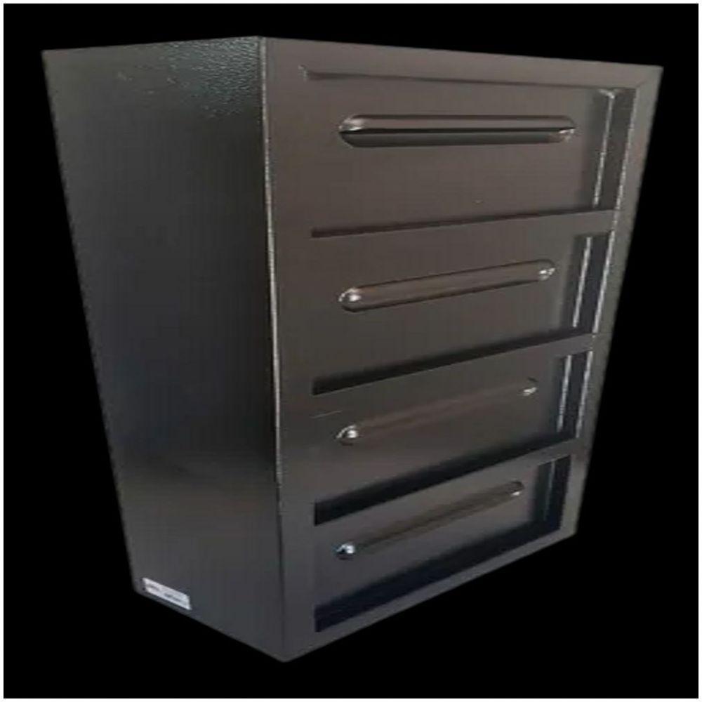 Caixa Correio Detrás Chapa Aço Preta E Cadeado 4 Módulos - 2