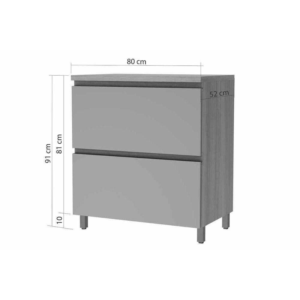 Armário de Cozinha Modulado Balcão Rainha 1 Porta e 1 Gaveta c/ Tampo 70cm Branca/Nature - Nesher - 4