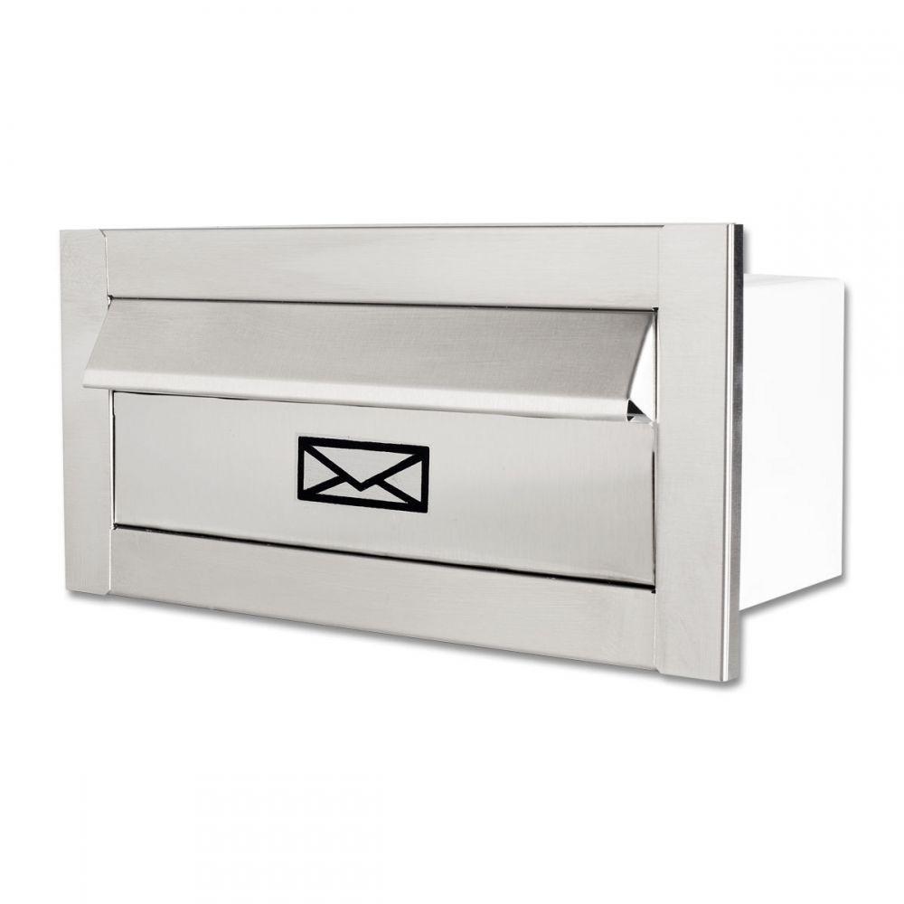 Caixa De Correio Carta Frente Em Inox Escovado 30 Cm Profundidade - 1