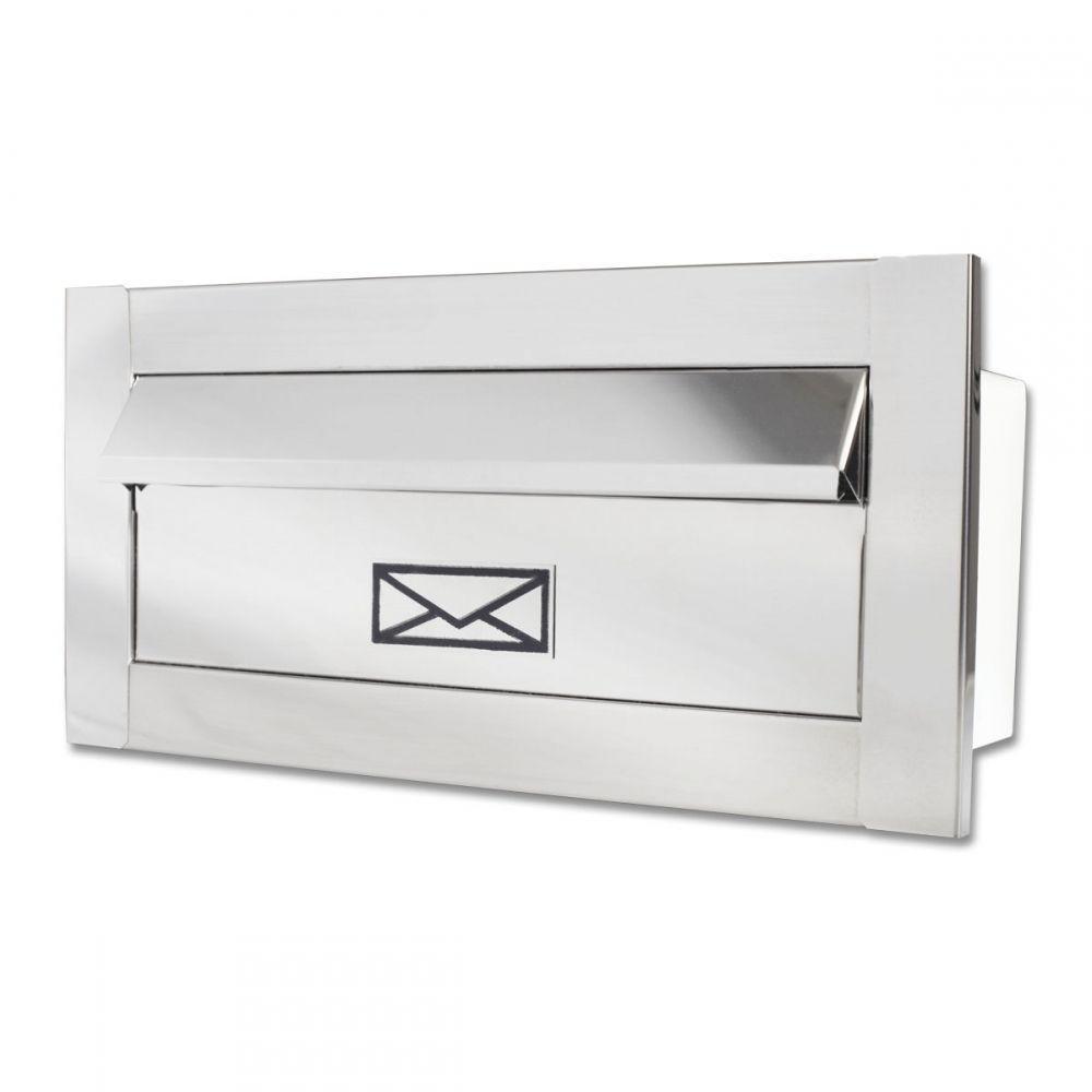 Caixa De Correio Carta Frente Em Inox Polido Brilhante Espelhado 25 Profundidade - 1