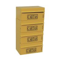 Caixa Correio Condomínio Frontal Para Muro Amarela 4 Módulos - 1