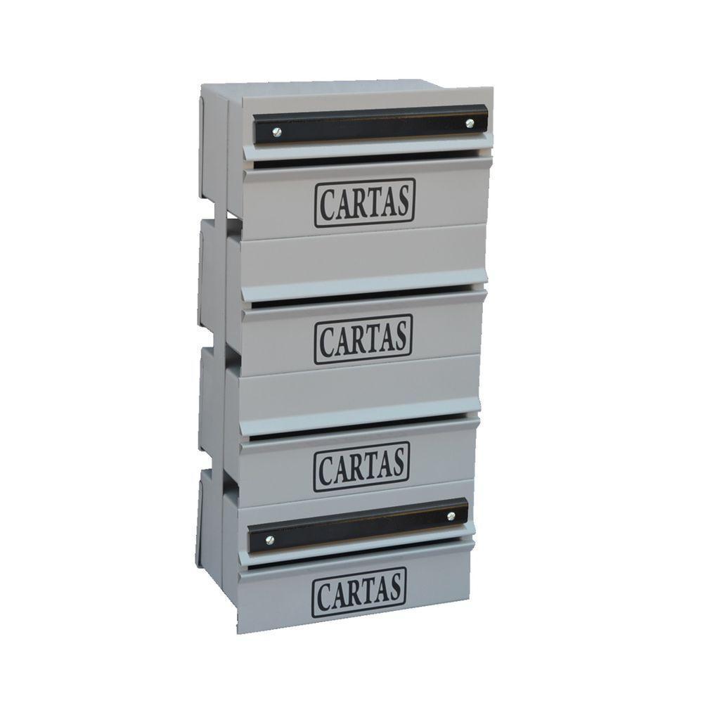 Caixa Correio Condomínio Detrás Para Grade Cinza 4 Módulos - 1