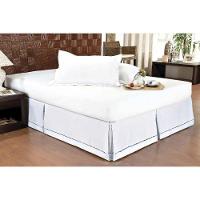 Saia Cama Box Casal Babado Ponto Palito Branco (140x190) - Ortobom - 2