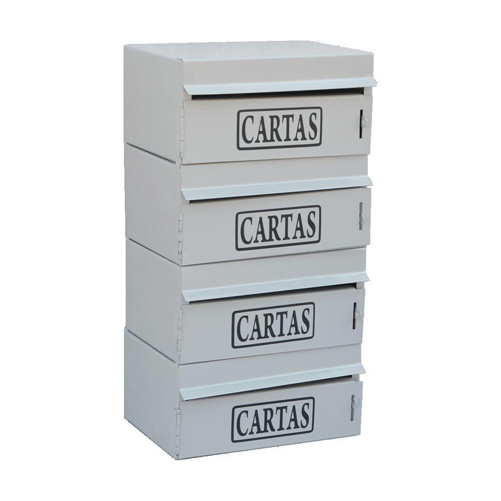 Caixa Correio Condomínio Frontal Para Muro Cinza 4 Módulos - 1