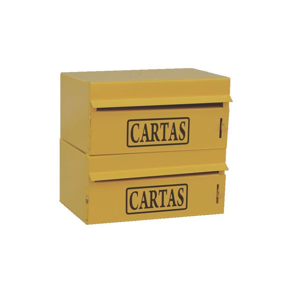 Caixa Correio Condomínio Frontal Para Muro Amarela 2 Módulos - 1