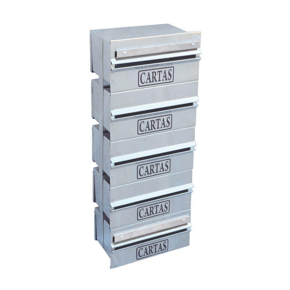 Caixa Correio Condomínio Detrás Para Grade Inox 5 Módulos - 1