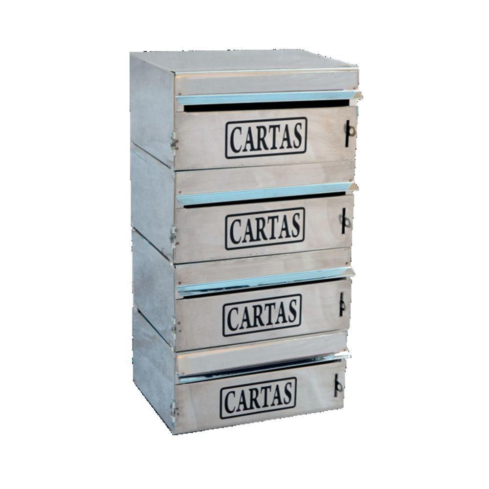 Caixa Correio Condomínio Frontal Para Muro Inox 4 Módulos - 1