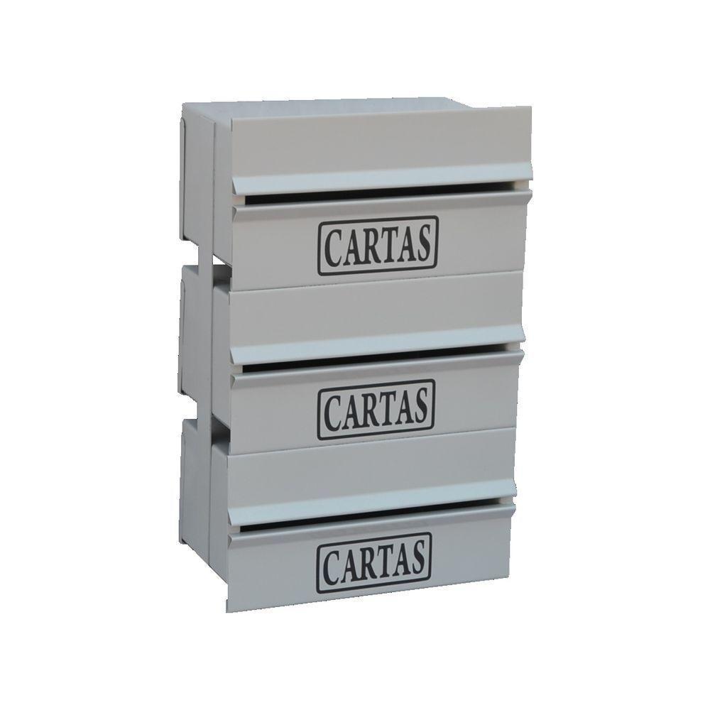 Caixa Correio Condomínio Detrás Para Muro Cinza 3 Módulos - 1