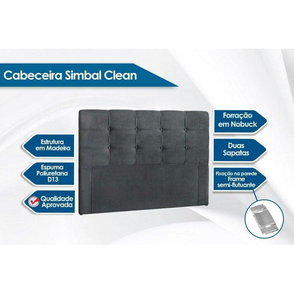 Cabeceira Cama Box Estofada Casal Casal Clean Plus Suede Cinza - Simbal - 2