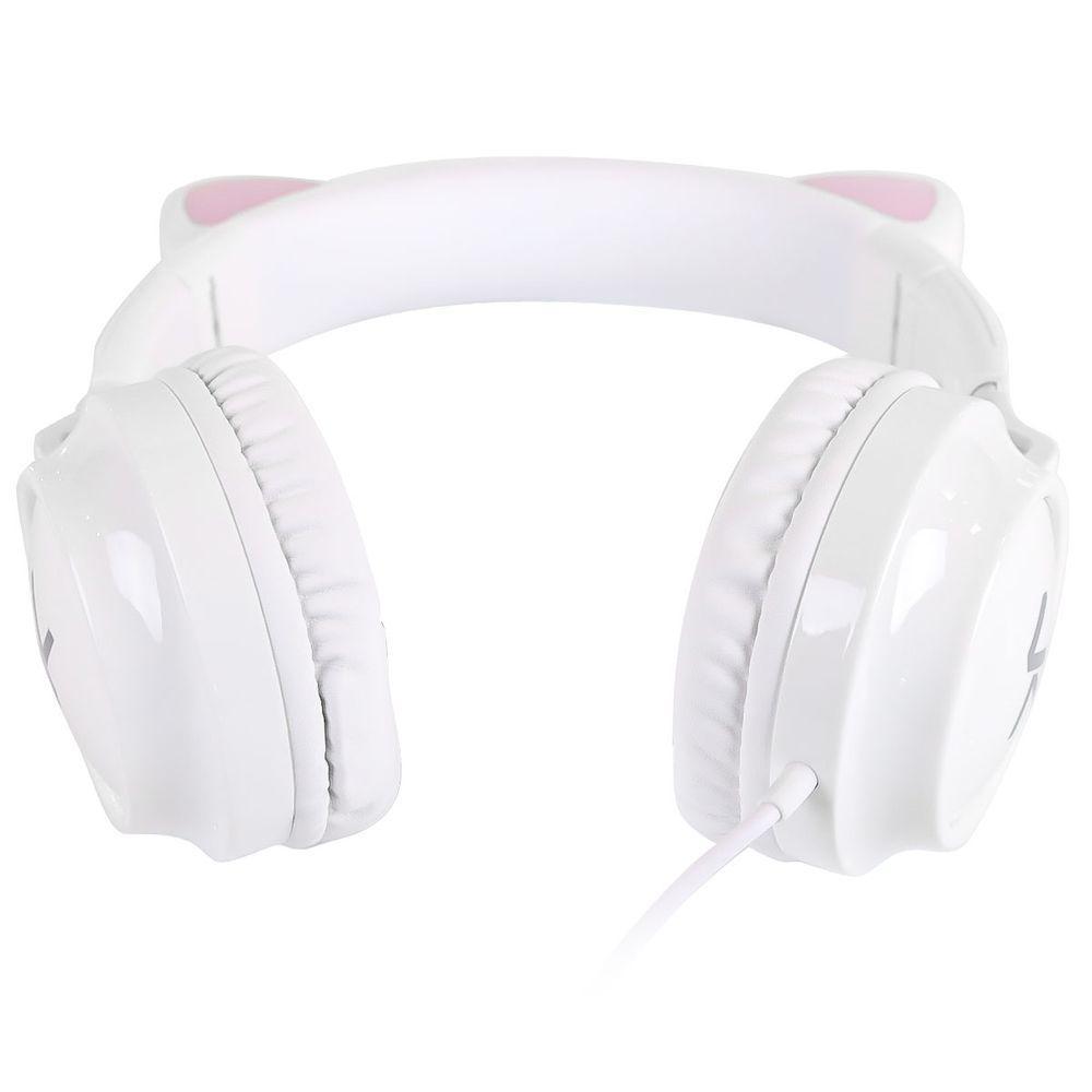 Fone Headset Kitty Ear - Orelha De Gato Branco Com Microfone Cabo 1.2M Plug P2 Estereo P3 - Ke110B - 7