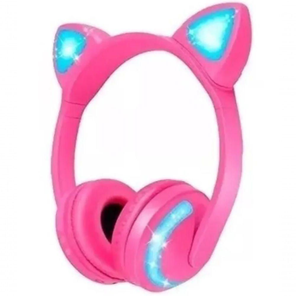 Headphone Bluetooth Com Iluminação Led Fone Sem Fio De Gatinho Rosa - 1