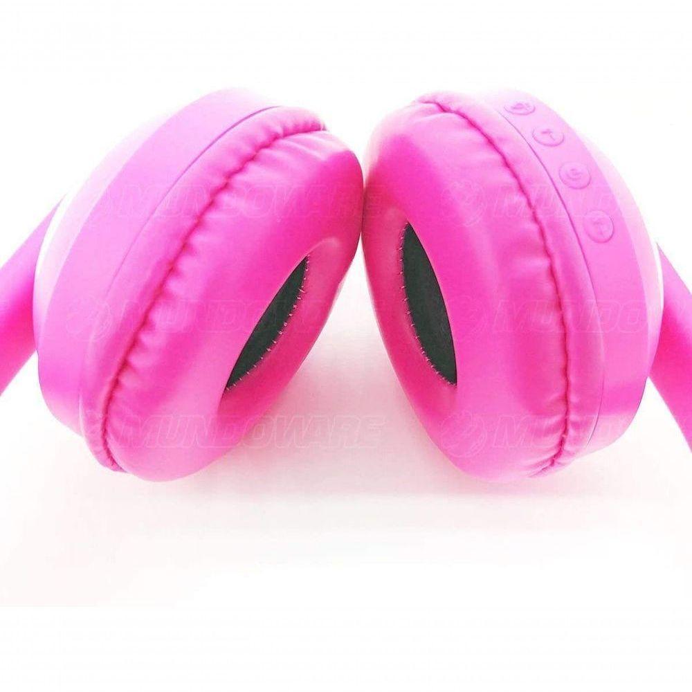 Headphone Bluetooth Com Iluminação Led Fone Sem Fio De Gatinho Rosa - 2