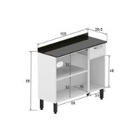 Balcão de Cozinha  Dona Maria 6173 3 Portas 1 Gaveta c/ Tampo e Pés 105cm Branco/Preto - Bertolini - 4