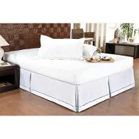 Saia Cama Box Solteiro Babado Ponto Palito Branco (90x190) - Ortobom - 3