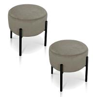 Kit 02 Puffs Iron Suede Marrom Rato Base Palito D´rossi - 1