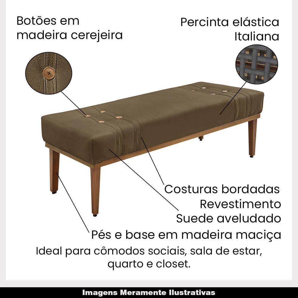 Recamier 140cm Kors Suede Pés De Madeira Caramelo - 4