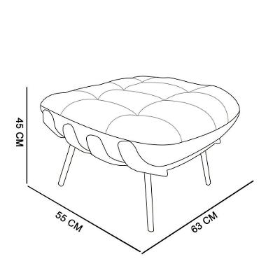 Puff Costela Couro Marrom Base Metal