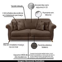 Sofá 180cm 2 Lugares Com 4 Almofadas Veludo Marrom - 7