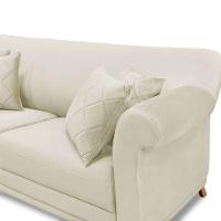 Sofá 2 Lugares 1,80m Veludo Bege Pés Castanho - 6