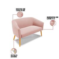 Kit 1 Namoradeira E 1 Poltrona Giratória Rosê Base Madeira - 5