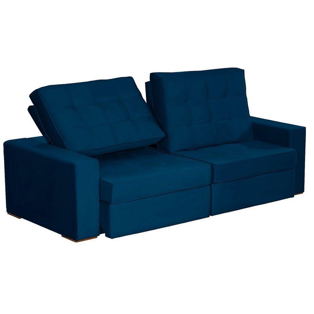 Sofá Modular 5 Lugares 2.50M Retrátil E Reclinável Azul - 3