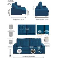 Sofá Modular 5 Lugares 2.50M Retrátil E Reclinável Azul - 9