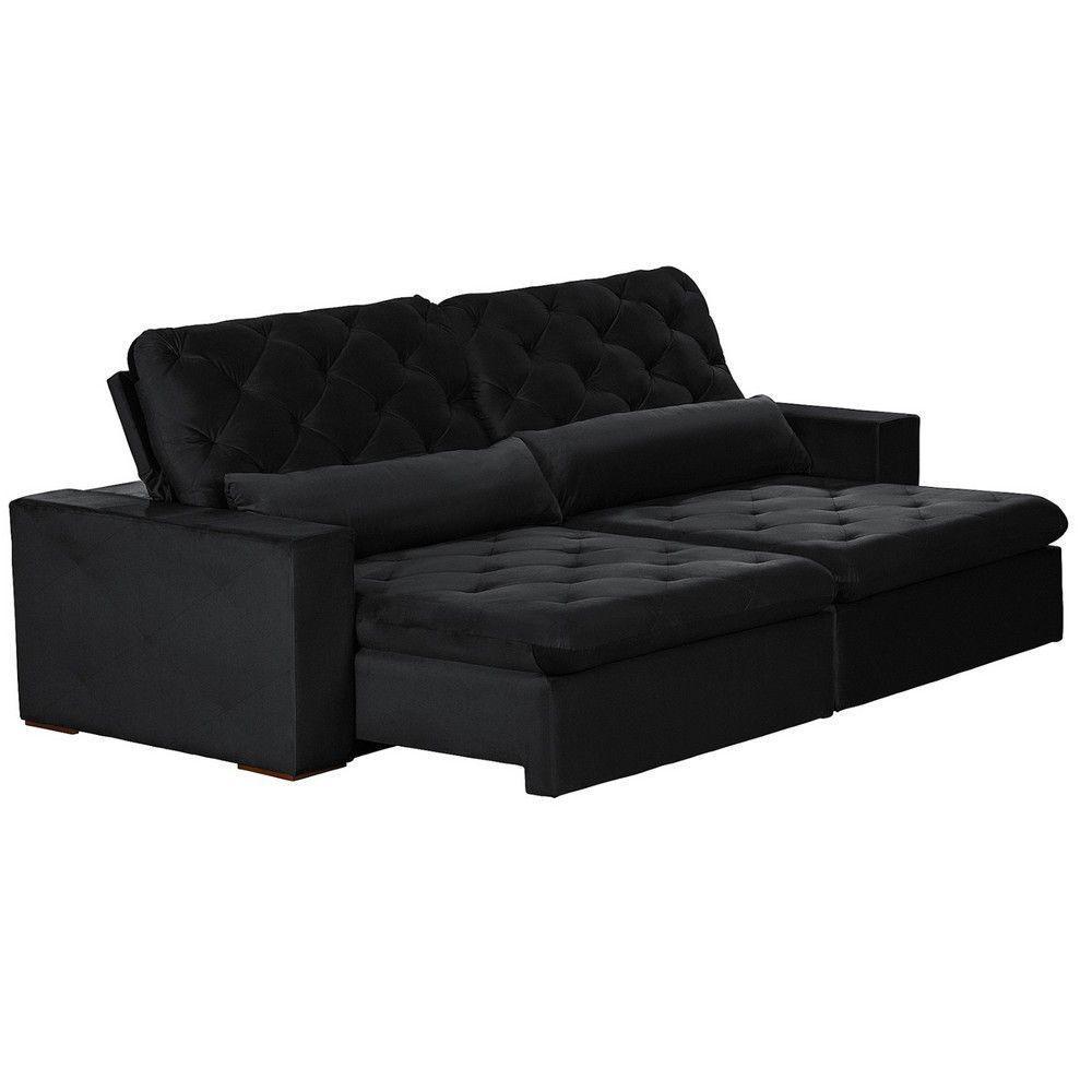 Sofá Modular 5 Lugares 2.50M Retrátil E Reclinável Preto - 8