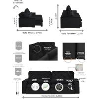 Sofá Modular 5 Lugares 2.50M Retrátil E Reclinável Preto - 9