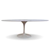 Mesa De Jantar Tulipa Saarinen Oval 198x122cm Testurizado Marmore - 1