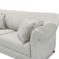 Sofá 2 Lugares 1,80m Veludo Cinza Prata Pés Castanho