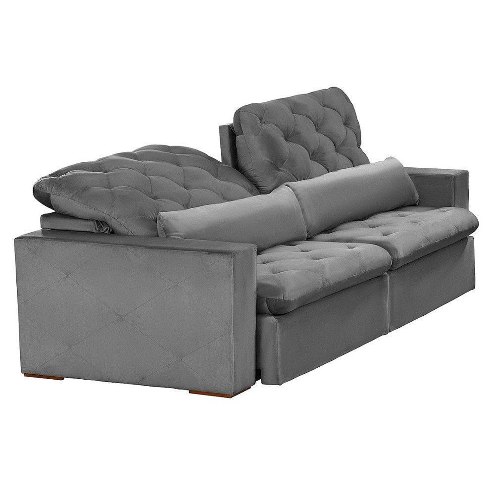 Sofá 6 Lugares Modular 2.90M Retrátil E Reclinável Cinza - 5