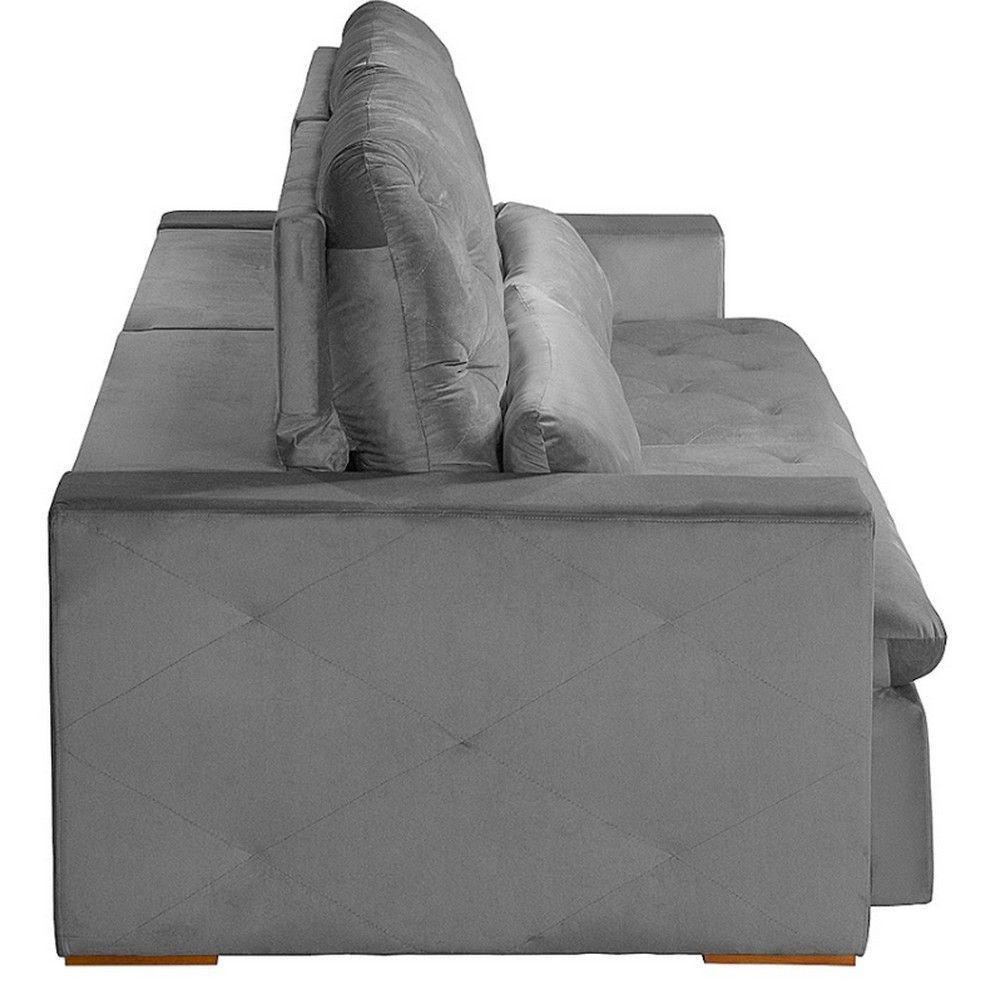 Sofá 6 Lugares Modular 2.90M Retrátil E Reclinável Cinza - 6