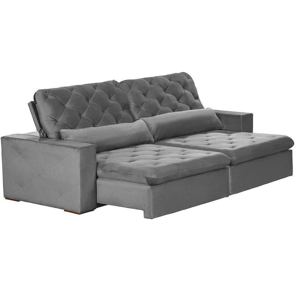 Sofá 6 Lugares Modular 2.90M Retrátil E Reclinável Cinza - 8