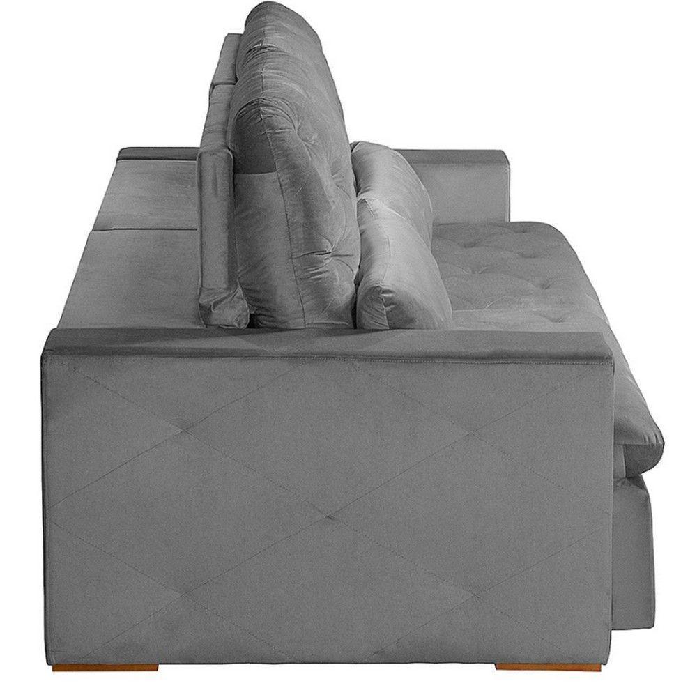 Sofá Modular 4 Lugares 2.30M Retrátil E Reclinável Cinza - 8