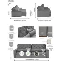 Sofá Modular 4 Lugares 2.30M Retrátil E Reclinável Cinza - 9