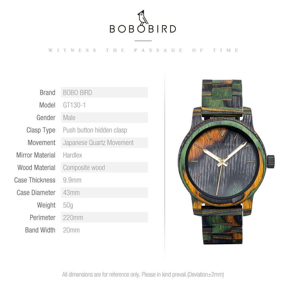 Relógio De Pulso Masculino Bobo Bird Gt130 À Prova D'Água Verde Sim - 4