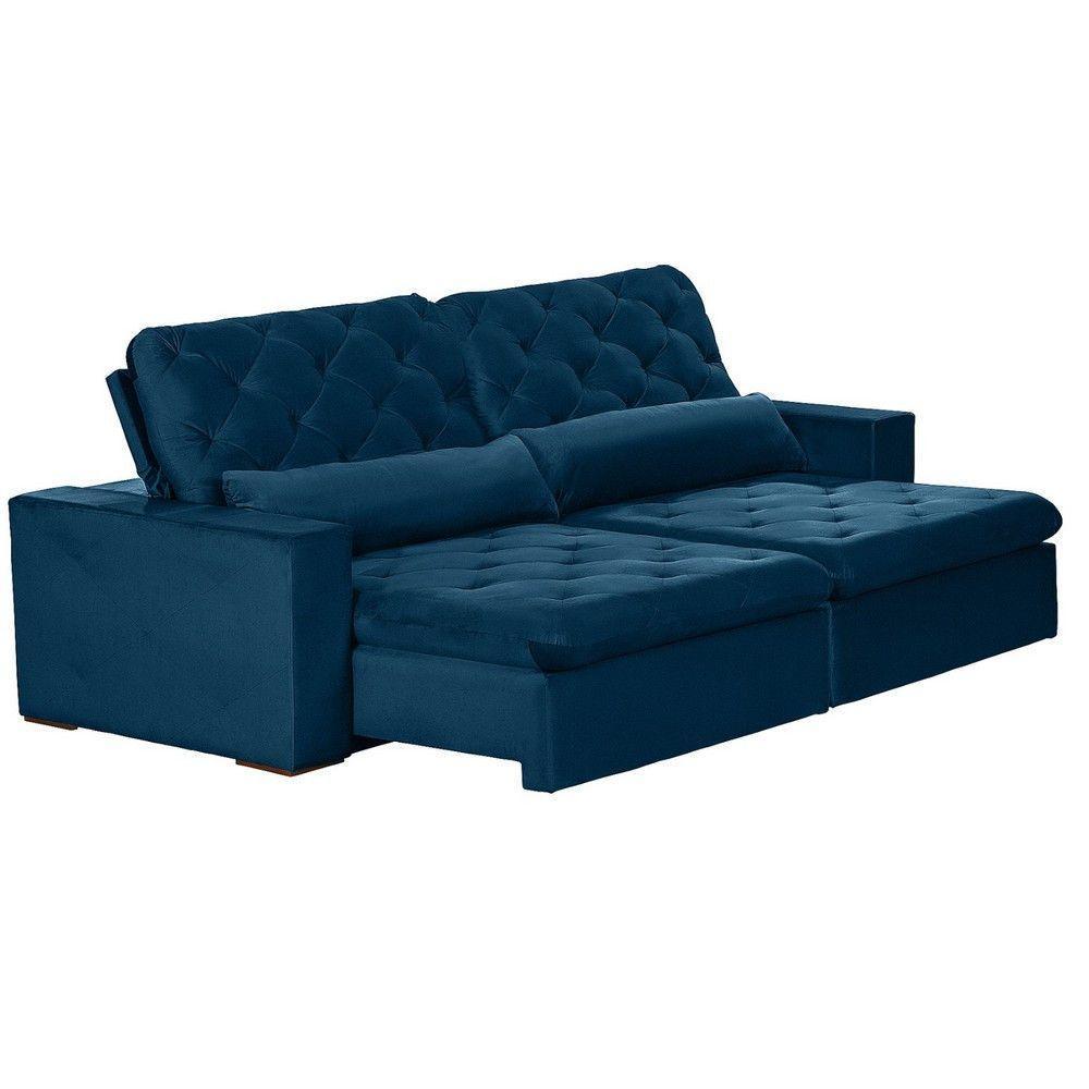Sofá Modular 4 Lugares 2.30M Retrátil E Reclinável Azul - 5