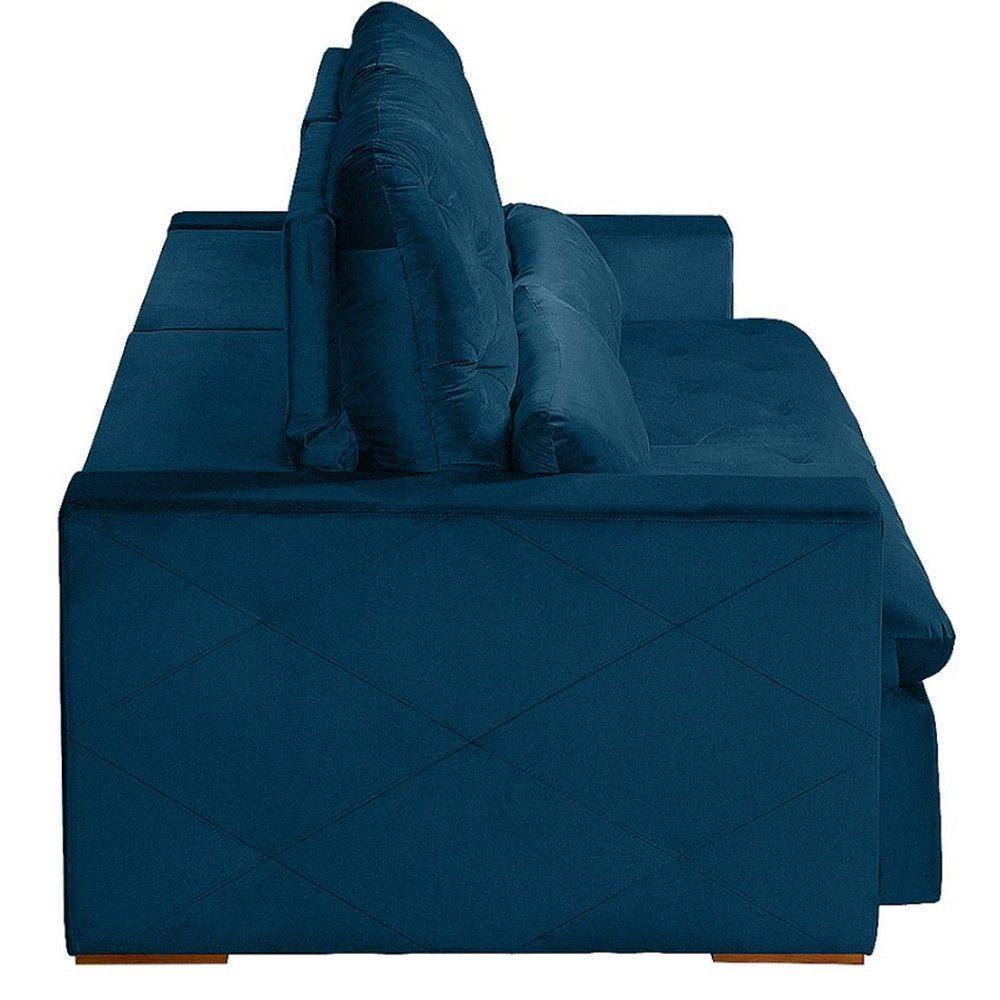 Sofá Modular 4 Lugares 2.30M Retrátil E Reclinável Azul - 8