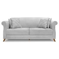 Sofá 2 Lugares 1,60m Vênus Linho Pés Castanho Cinza - 7