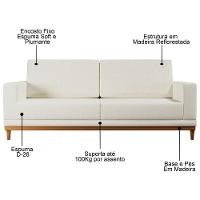 Sofá Kayrós 180cm 3 Lugares D05 Linho Cru - Mpozenato