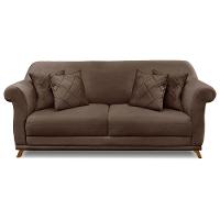 Sofá 2 Lugares 1,60m Veludo Pés Castanho Marrom - 7