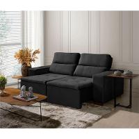 Sofá 3 Lugares 195cm Com Molas, Retrátil E Reclinável Preto - 1