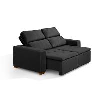 Sofá 3 Lugares 195cm Com Molas, Retrátil E Reclinável Preto - 3