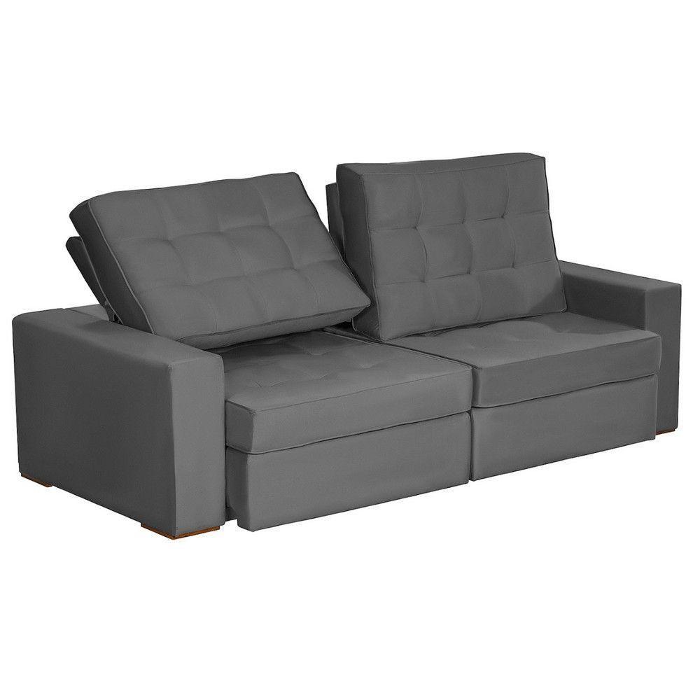Sofá Modular 5 Lugares 2.50M Retrátil E Reclinável Cinza - 3