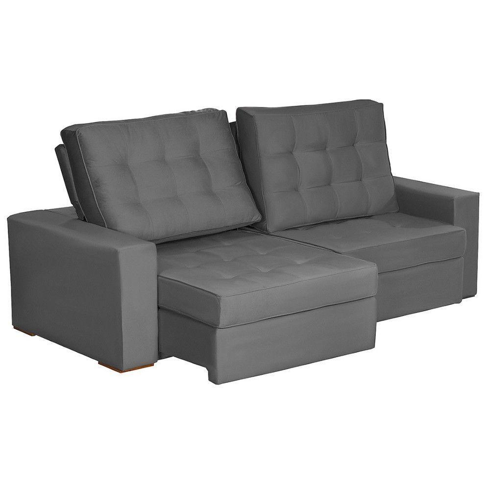 Sofá Modular 5 Lugares 2.50M Retrátil E Reclinável Cinza - 4