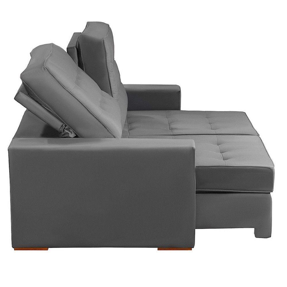 Sofá Modular 5 Lugares 2.50M Retrátil E Reclinável Cinza - 5