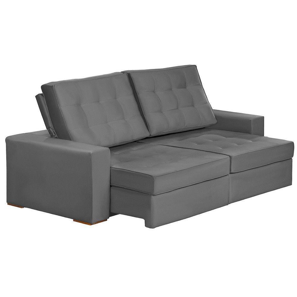 Sofá Modular 5 Lugares 2.50M Retrátil E Reclinável Cinza - 7
