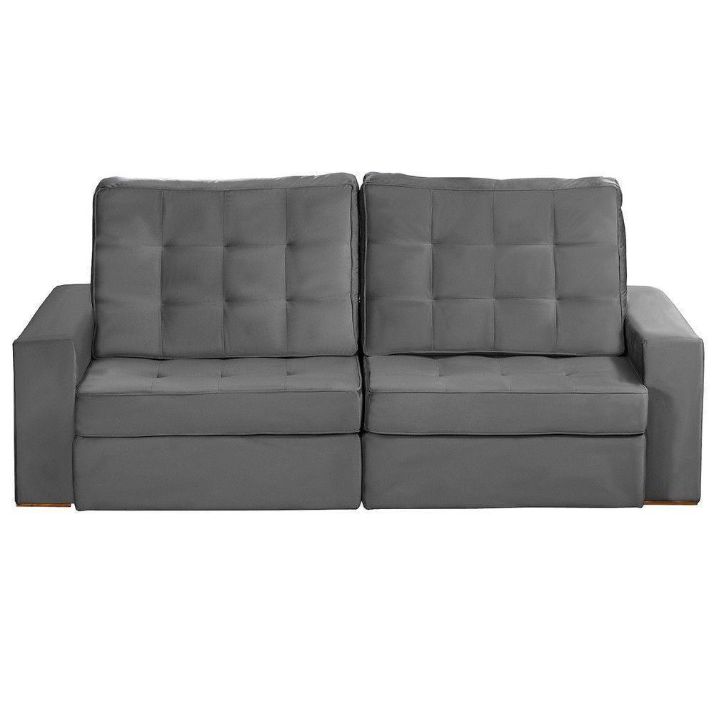 Sofá Modular 5 Lugares 2.50M Retrátil E Reclinável Cinza - 10