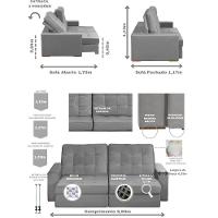 Sofá Modular 5 Lugares 2.50M Retrátil E Reclinável Cinza - 9